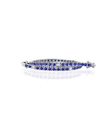 Bracciale Tennis Forever Unique Febe in Oro Bianco con Zaffiri Blu e Diamanti Bianchi