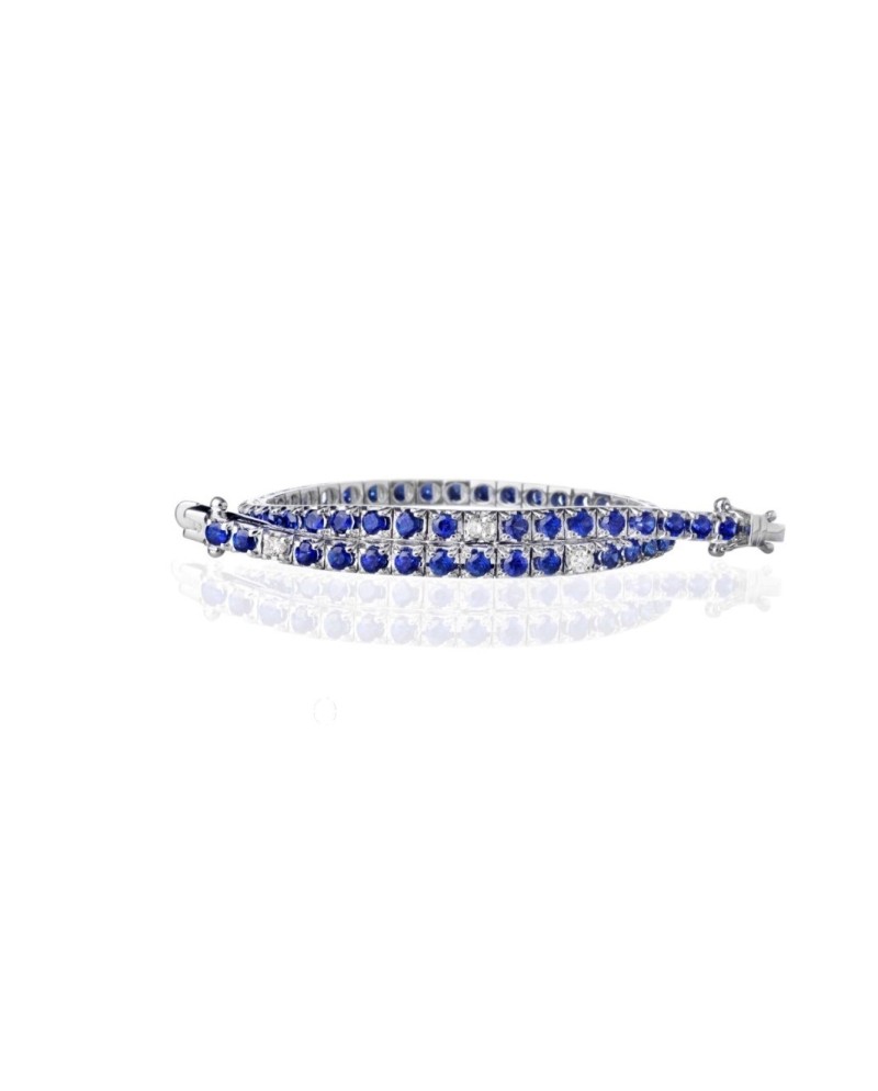 Bracciale Tennis Forever Unique Febe in Oro Bianco con Zaffiri Blu e Diamanti Bianchi