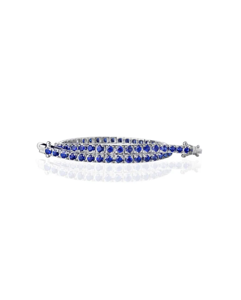 Bracciale Tennis Forever Unique Febe in Oro Bianco con Zaffiri Blu