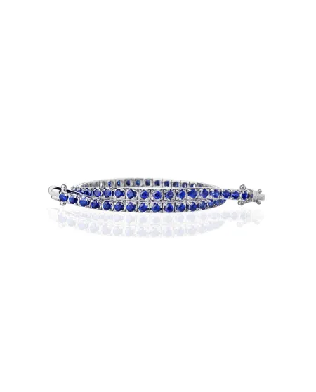 Bracciale Tennis Forever Unique Febe in Oro Bianco con Zaffiri Blu