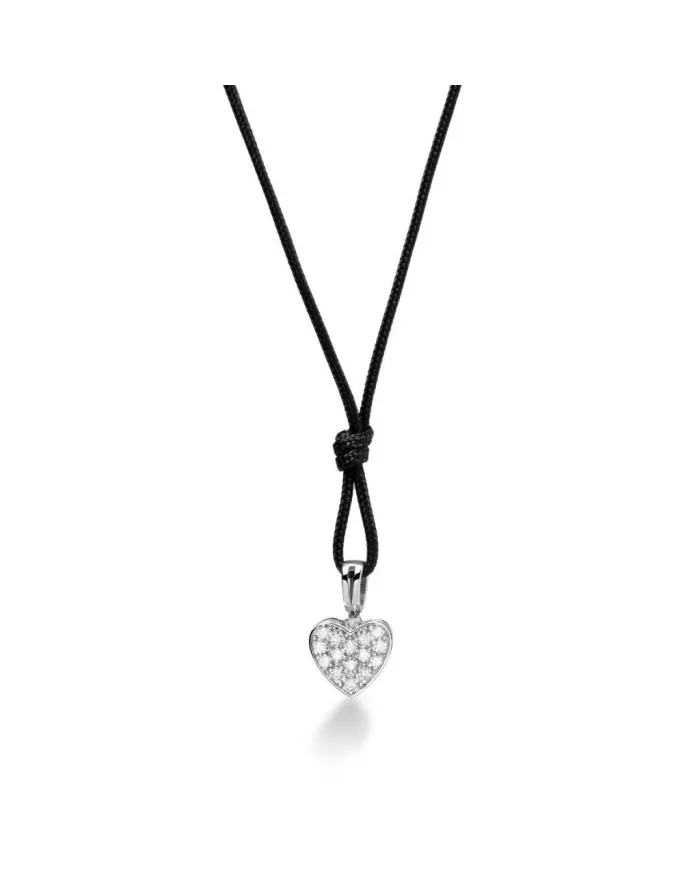 Ciondolo Le Bebé in Oro Bianco con Cuore di Pavè di Diamanti-LBB541/C