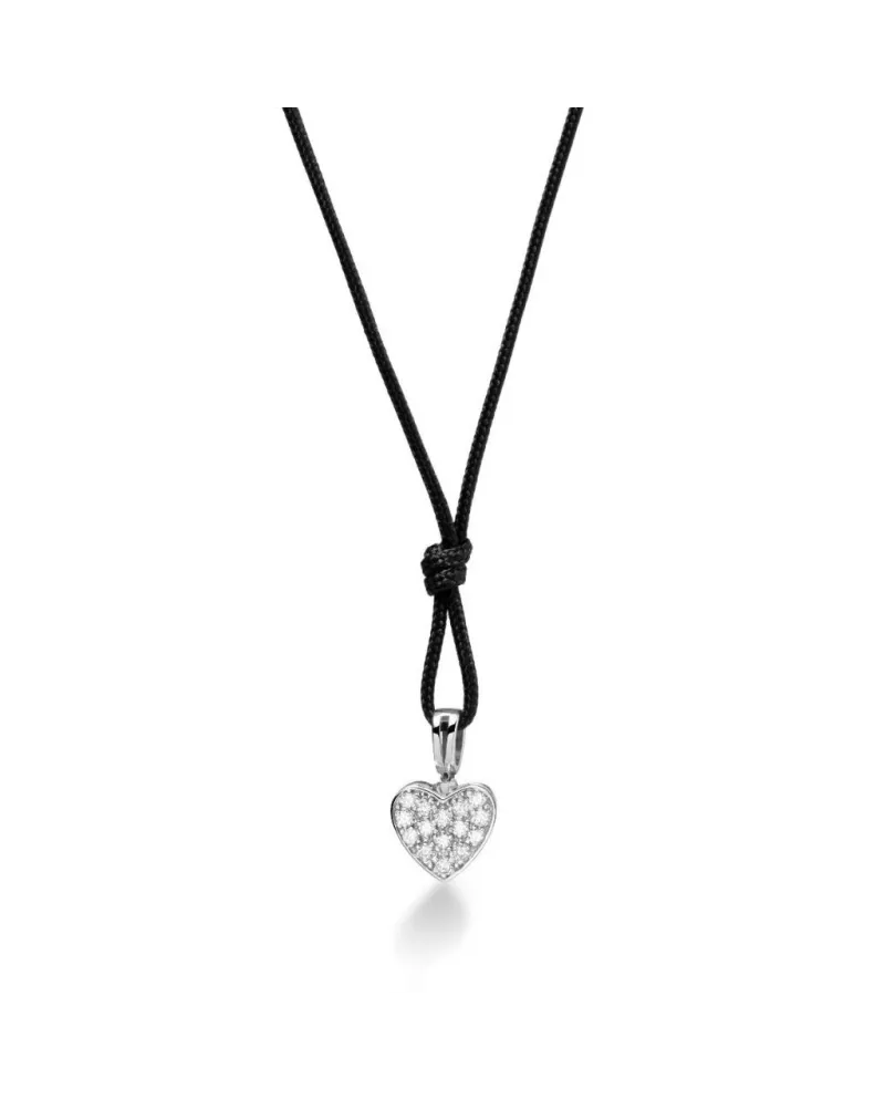 Ciondolo Le Bebé in Oro Bianco con Cuore di Pavè di Diamanti-LBB541/C