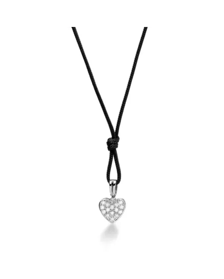 Ciondolo Le Bebé in Oro Bianco con Cuore di Pavè di Diamanti-LBB541/C