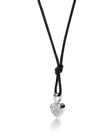 Ciondolo Le Bebé in Oro Bianco con Cuore di Pavè di Diamanti-LBB541/C