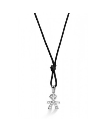 Ciondolo Le Bebé Micro con Bimbo in Oro Bianco con Pavè di Diamanti