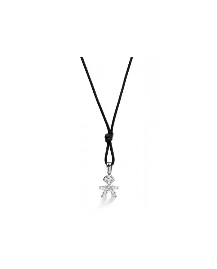 Ciondolo Le Bebé Micro con Bimbo in Oro Bianco con Pavè di Diamanti