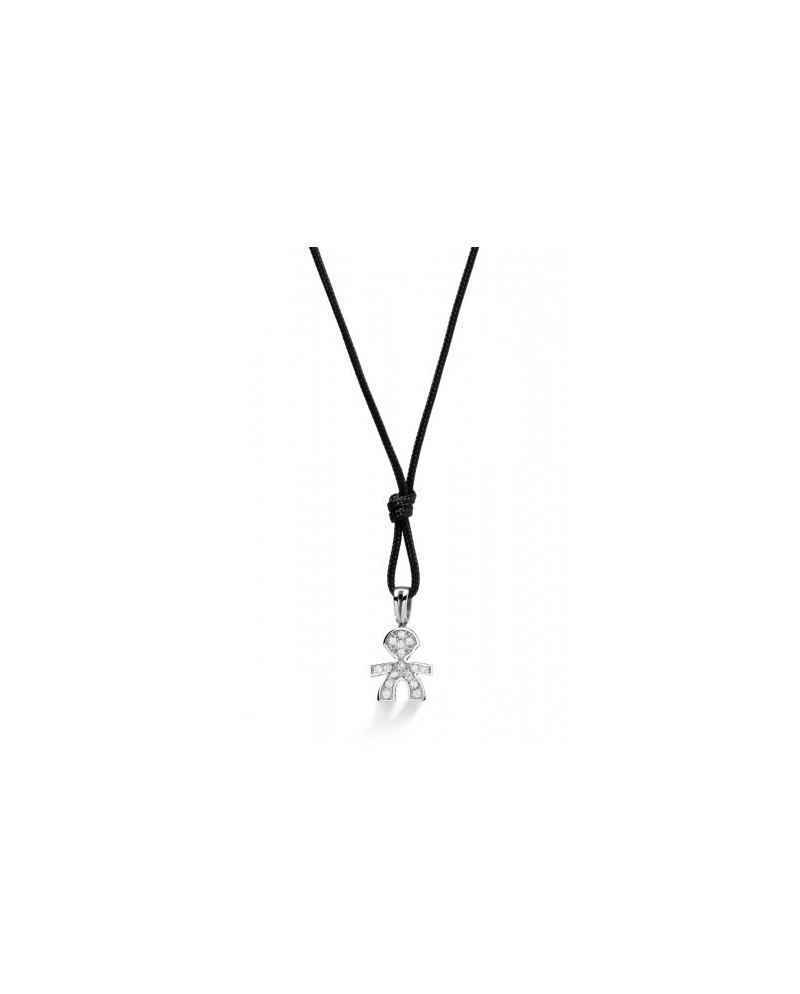 Ciondolo Le Bebé Micro con Bimbo in Oro Bianco con Pavè di Diamanti