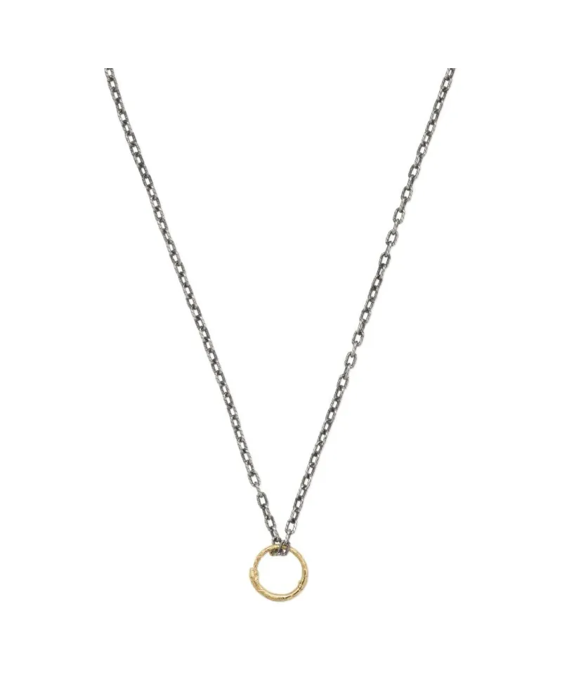 Gucci Necklace in Silver with Ouroboros Snake Pendant in Yellow Gold