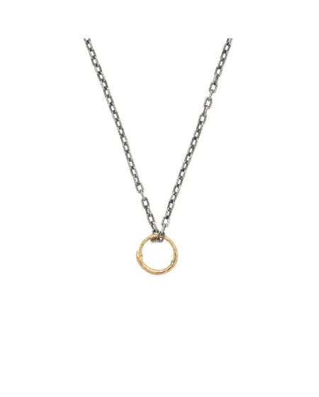 Gucci Necklace in Silver with Ouroboros Snake Pendant in Yellow Gold