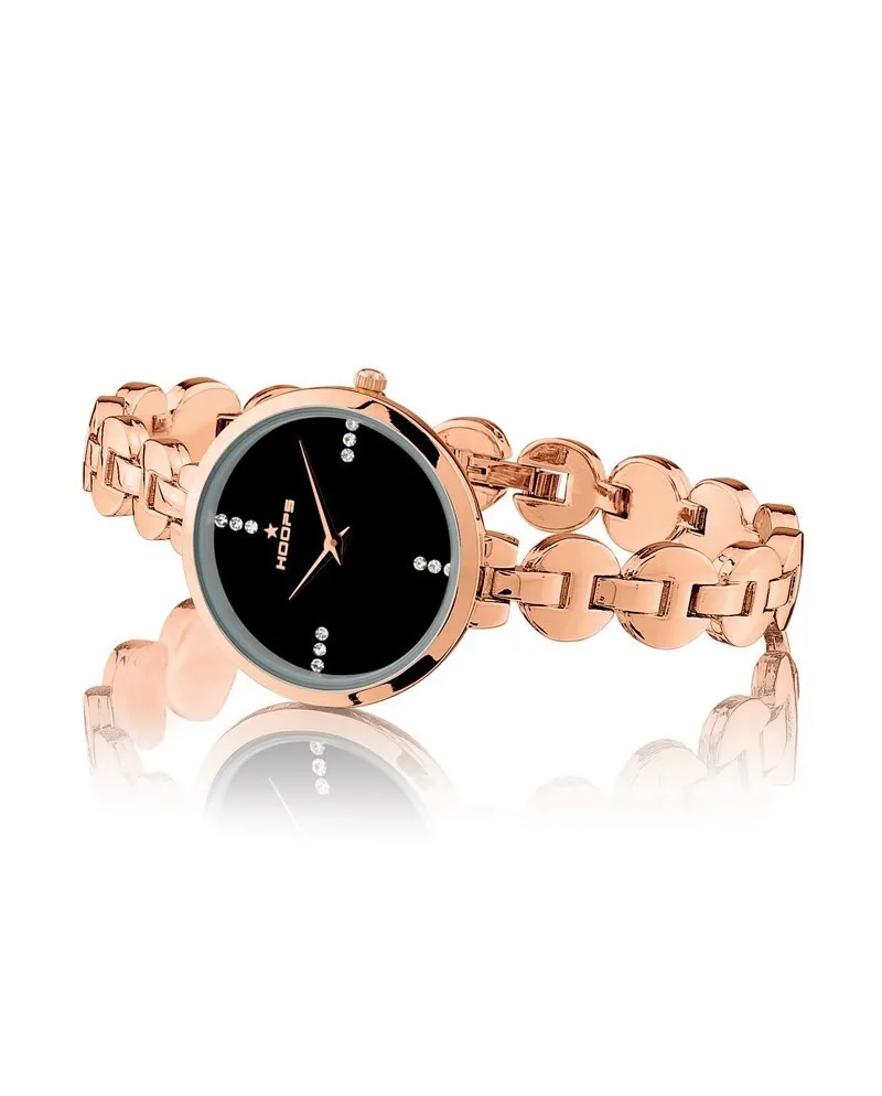 Orologio Hoops Chain Rose Gold con Quadrante Nero e Cinturino in Metallo |  Gioielleria Casella | Orologi