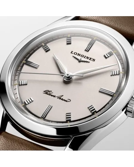 Orologio Longines Silver Arrow con Cinturino in Pelle