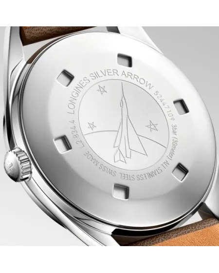 Orologio Longines Silver Arrow con Cinturino in Pelle