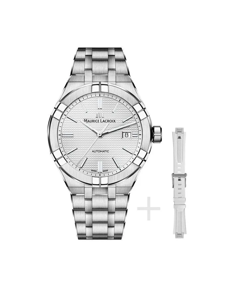 Orologio Maurice Lacroix Aikon Automatic 42 mm con Quadrante Bianco e 2  Cinturini | Gioielleria Casella | Orologi automatici