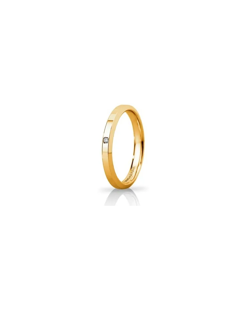 Fede Nuziale Unoaerre Hydra Slim in Oro Giallo 3 mm con Diamante