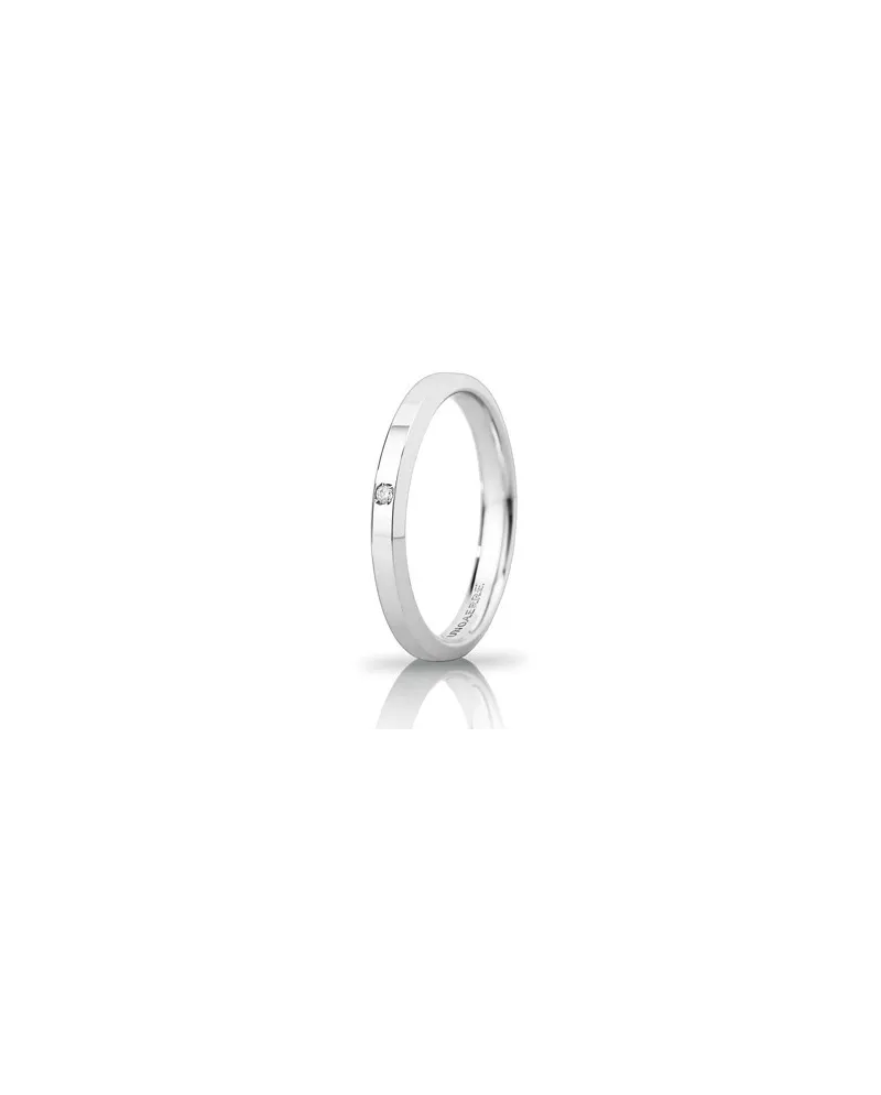 Fede Nuziale Unoaerre Hydra in Oro Bianco 3 mm con Diamante