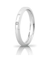 Fede Nuziale Unoaerre Hydra in Oro Bianco 3 mm con Diamante