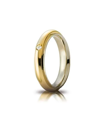 Fede Nuziale Unoaerre Andromeda in Oro Bicolore con Diamante 4 mm