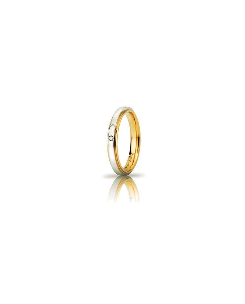 Unoaerre Cassiopea Slim Wedding Ring in Two-Tone Gold 3 mm with Diamond