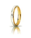 Fede Nuziale Unoaerre Cassiopea Slim in Oro Bicolore 3 mm con Diamante