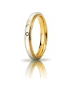 Unoaerre Cassiopea Slim Wedding Ring in Two-Tone Gold 3 mm with Diamond