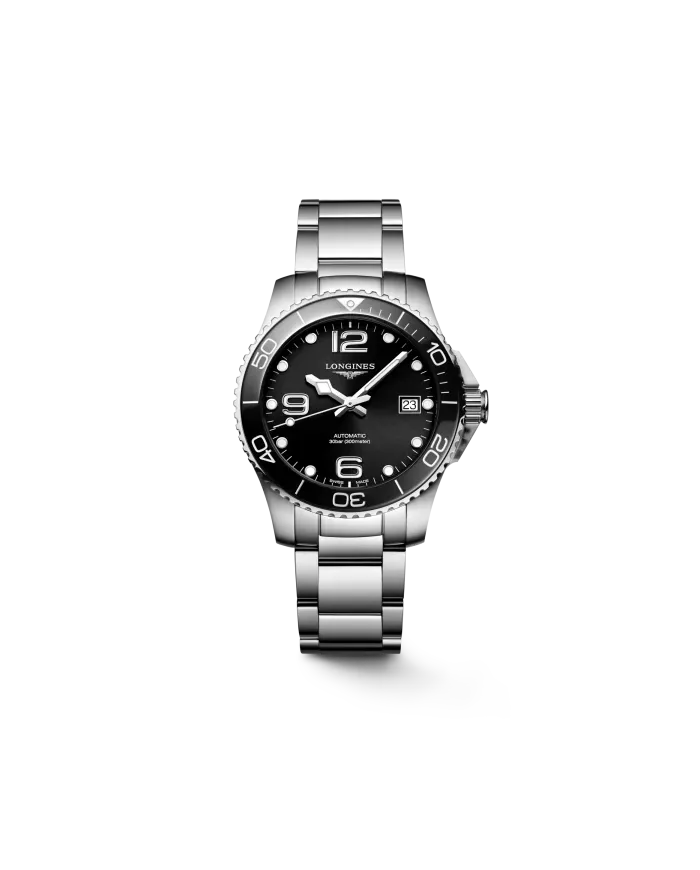 Orologio Longines HydroConquest con Quadrante Nero e Bracciale in Acciaio 39 mm