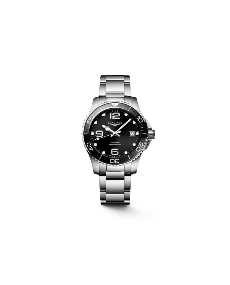 Orologio Longines HydroConquest con Quadrante Nero e Bracciale in Acciaio 39 mm
