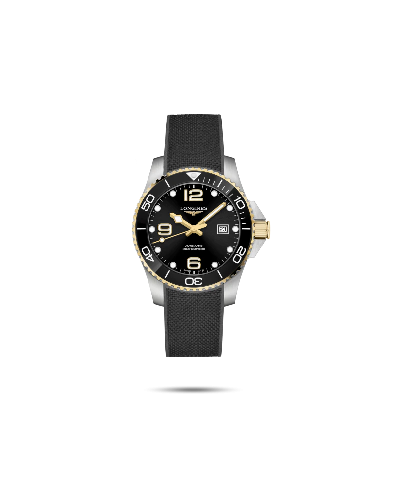 Montre Longines HydroConquest Pvd 43 mm avec cadran noir et bracelet en caoutchouc noir