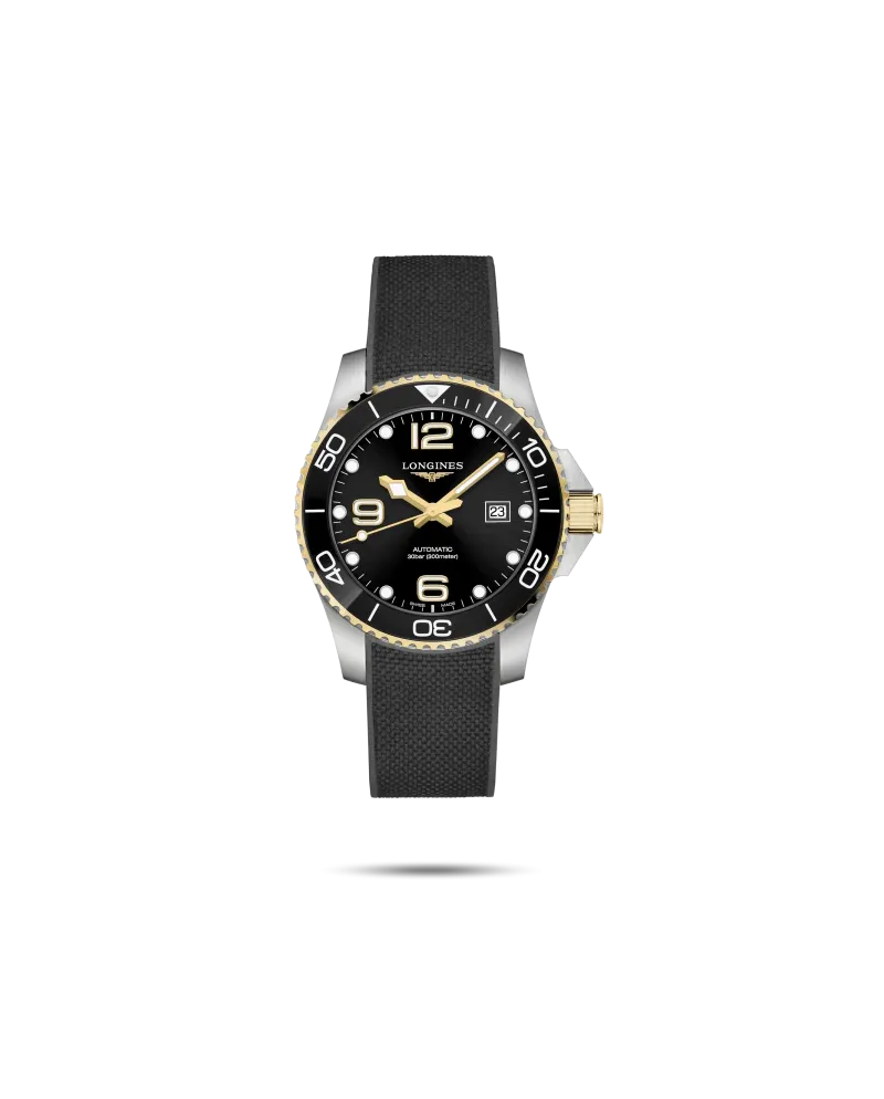 Montre Longines HydroConquest Pvd 43 mm avec cadran noir et bracelet en caoutchouc noir