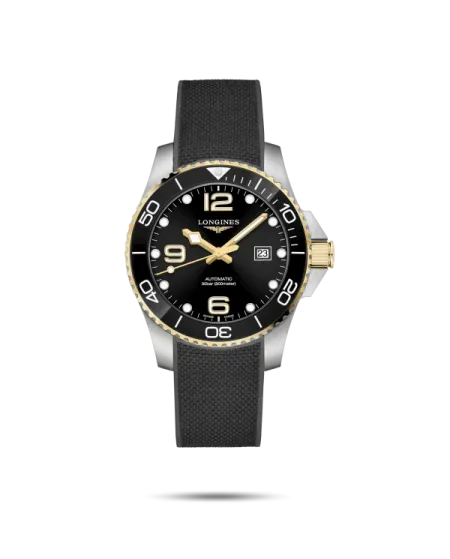 Longines HydroConquest Pvd 43mm Black Dial Black Rubber Strap Watch