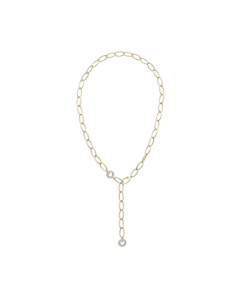 Chantecler Yellow Gold Necklace with Oval Links and Diamonds