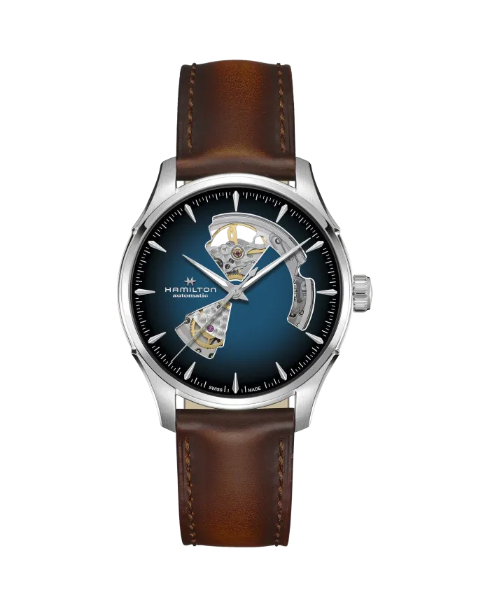 Orologio Hamilton Jazzmaster Open Heart Auto Blu Cinturino Pelle