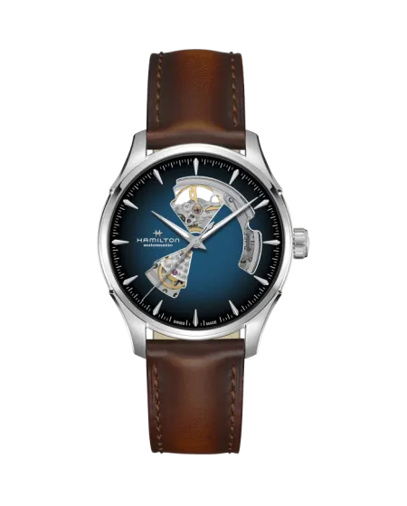 Orologio Hamilton Jazzmaster Open Heart Auto Blu Cinturino Pelle