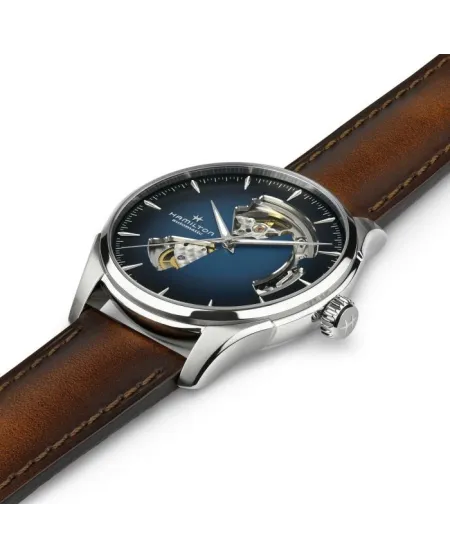 Orologio Hamilton Jazzmaster Open Heart Auto Blu Cinturino Pelle