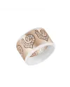 Anello a Fascia Chantecler Carousèl con Pavè di Diamanti e Smalto Bianco
