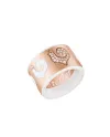 Anello a Fascia Chantecler Carousèl  con Pavè di Diamanti e Smalto Bianco