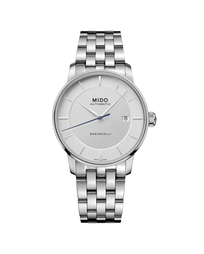Orologio Mido Baroncelli Signature con Cinturino in Acciaio e Quadrante Argento Orologio Mido Baroncelli Signature con Cinturino in Acciaio e Quadrante Argento