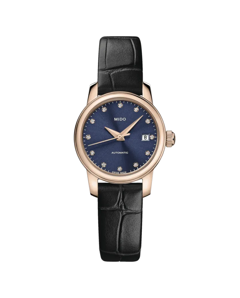 Orologio da Donna Mido Baroncelli Lady Twenty Five Pvd con Quadrante Blu, Diamanti e Cinturino in Pelle