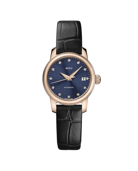 Orologio da Donna Mido Baroncelli Lady Twenty Five Pvd con Quadrante Blu, Diamanti e Cinturino in Pelle