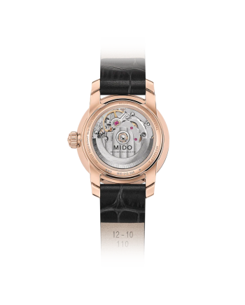 Mido Baroncelli Lady Twenty Five PVD Women's Watch with Blue Dial, Diamonds and Leather Strap