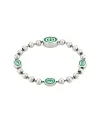Bracciale Gucci Interlocking in Argento con Catena Boule Logo Doppia G Smaltato