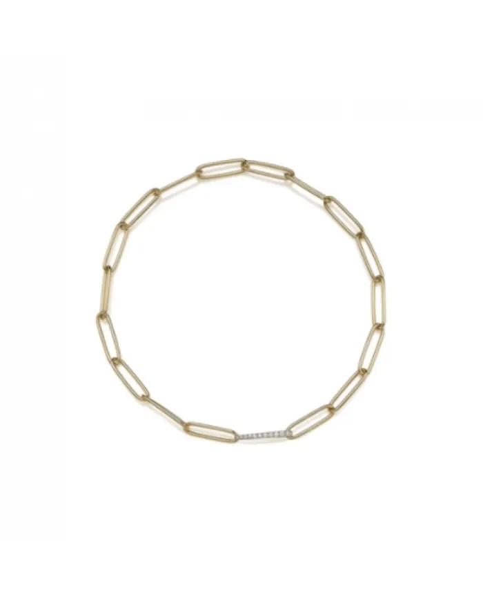 Chantecler Yellow Gold Bracelet with Oval Links and Diamonds