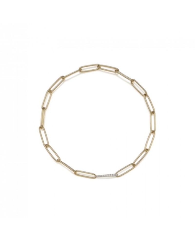 Chantecler Yellow Gold Bracelet with Oval Links and Diamonds