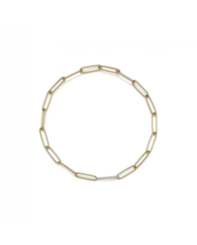 Chantecler Yellow Gold Bracelet with Oval Links and Diamonds