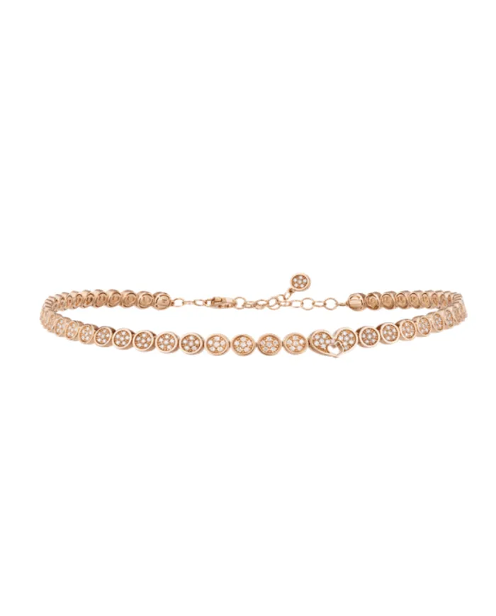 Collier ras-de-cou Chantecler en or rose pailleté avec diamants blancs