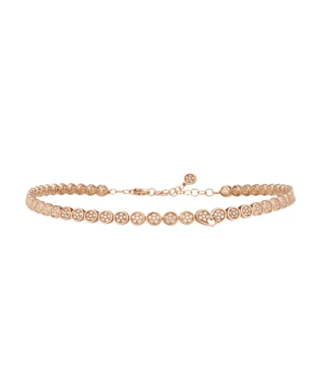 Choker Chantecler Paillettes in Oro Rosa con Diamanti Bianchi