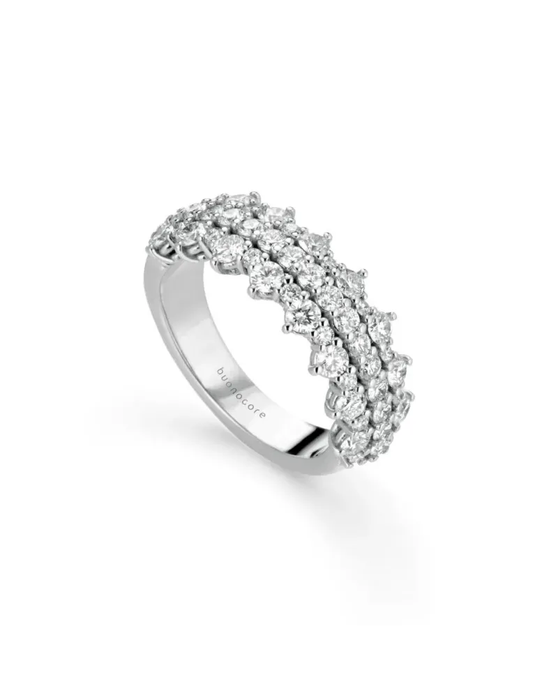 Anello Buonocore Wave 2.0 in Oro Bianco con Diamanti