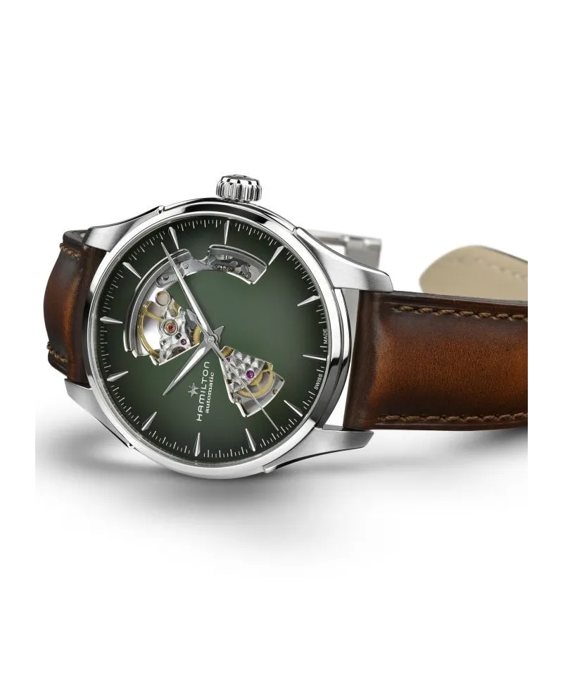 Orologio Hamilton Jazzmaster Open Heart Auto Verde Cinturino Pelle |  Gioielleria Casella | Orologi automatici