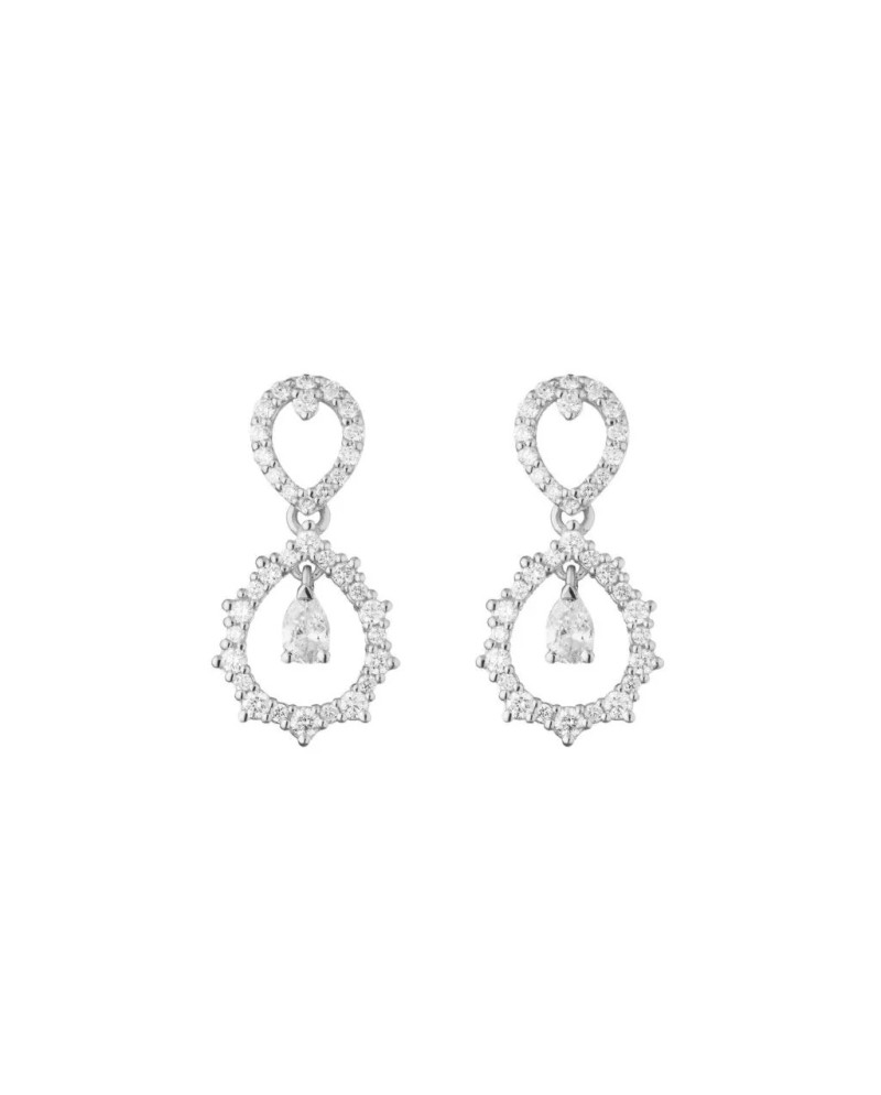 Orecchini Pendenti Buonocore Classic Drops 3.0 Amore in Oro Bianco con Diamanti