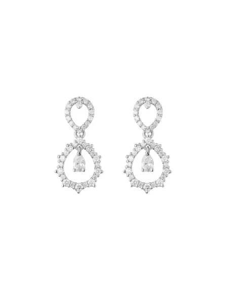 Orecchini Pendenti Buonocore Classic Drops 3.0 Amore in Oro Bianco con Diamanti