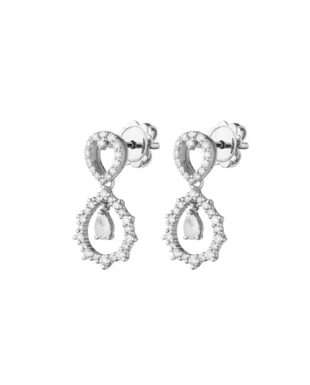 Orecchini Pendenti Buonocore Classic Drops 3.0 Amore in Oro Bianco con Diamanti